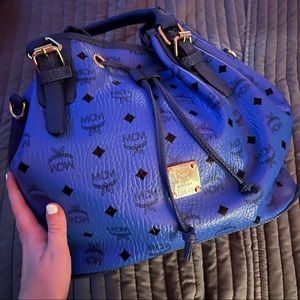 blue viestos mcm strap satchel bag